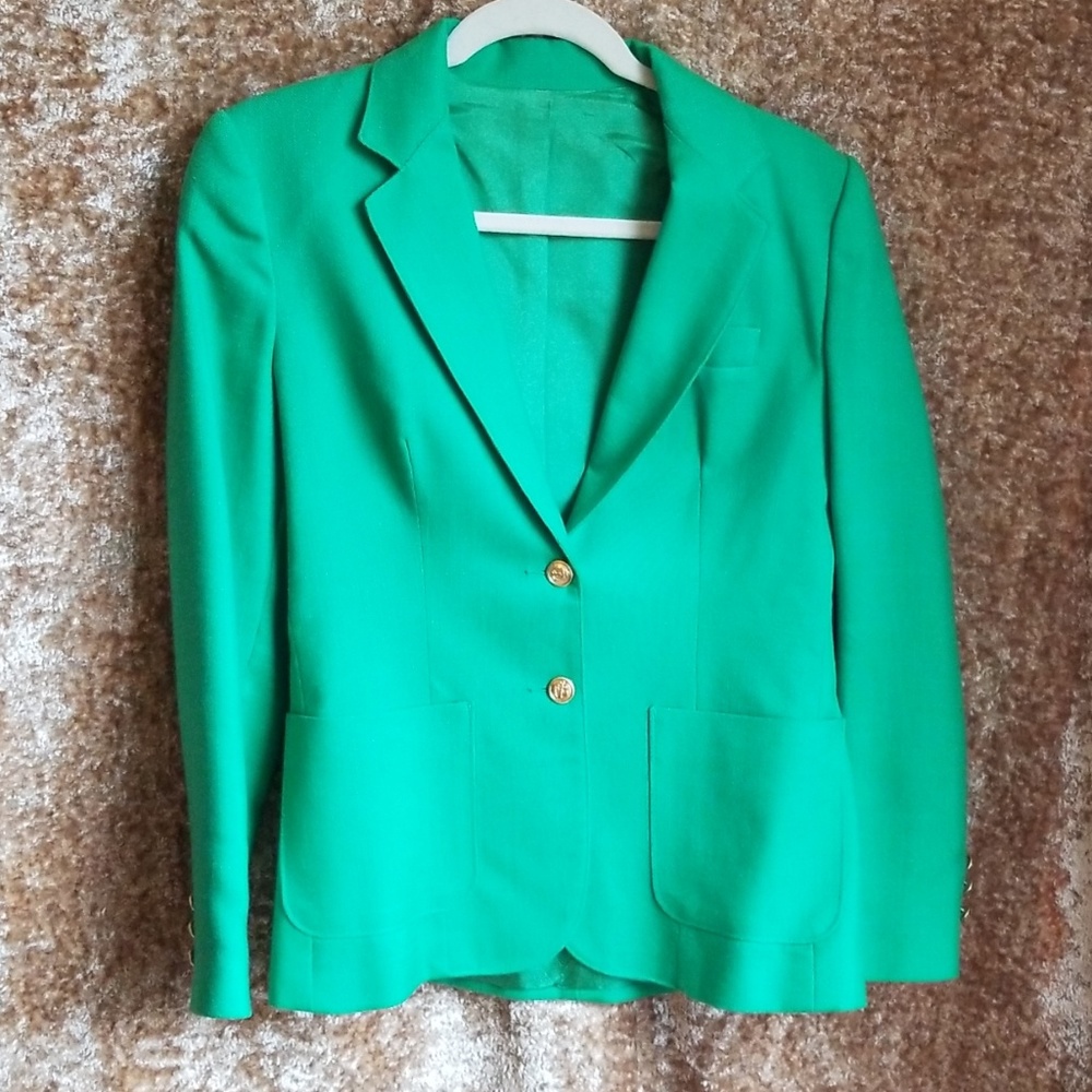 Kelly green linen Blazer jacket Vintage Unworn
